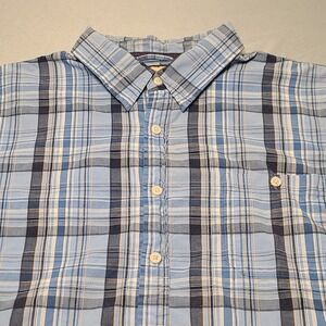 G.H. Bass & Co. Button Down Shirt Mens XXL Blue Plaid Short Sleeve Cotton Casual